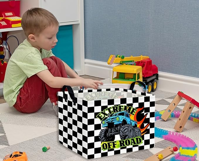 Rectangle Kids Baskets Car Basket Cute Storage Bin Organizer Boys Box for Room Decor Gift Basket(Racing car)
