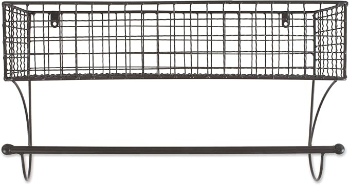 DII Rustic Farmhouse Bathroom Décor, Metal Storage, Large Towel Bar, Gray