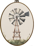 dvhdajed Vintage Cottagecore Windmill Oval Wall Art Decor,Retro Cottagecore Windmill Framed Canvas Art,Country Farm Windmills Oval Wall Hanging Decor for Nursery Bedroom Living Room，8.7x11.3 Inch