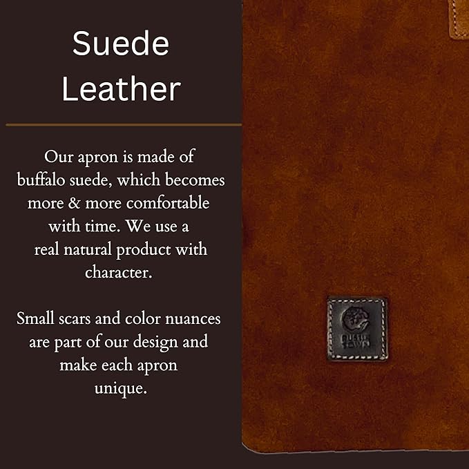 RUSTIC TOWN Leather Grill Work Apron with Tool Pockets ~ Adjustable up to XXL for Men & Women ~ Leather Tool Apron