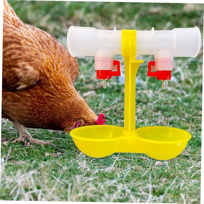 10pcs Dual-Head Ball Valve Poultry Water Nipples Automatic Chicken Waterer System Farm Drinking Fountain for Backyard and Commercial Use