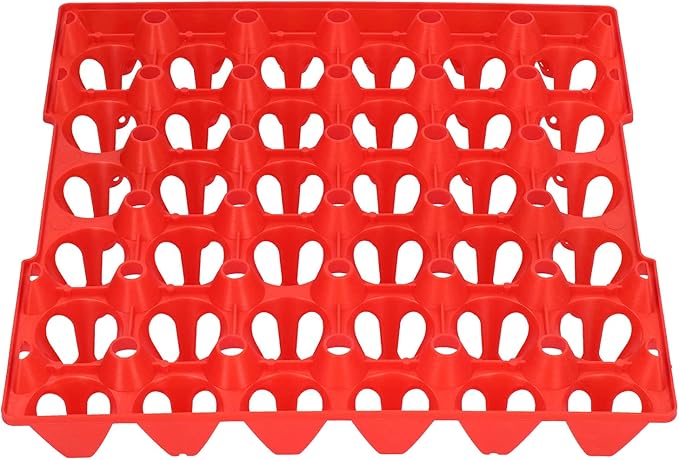 Alomejor Egg Flats Portable 30 Cell Egg Crates Holder Tray for Storage Home Farm Supplies, Reusable Stackable Holder for Chicken Eggs, Plastic, 28.7x28.3cm (Red)