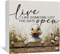 Duck Sign - Farmhouse Cottagecore Animal Office Kitchen Bedroom Decor,Rustic Farm Live like Someone Left the Gate Open Home Decor Signs,Duck Gifts for Women