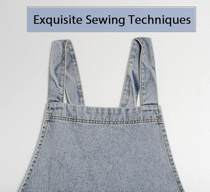 Cotton Denim Apron Soft - Unisex Adjustable Bib Apron with 5-Pockets Perfect for Kitchens
