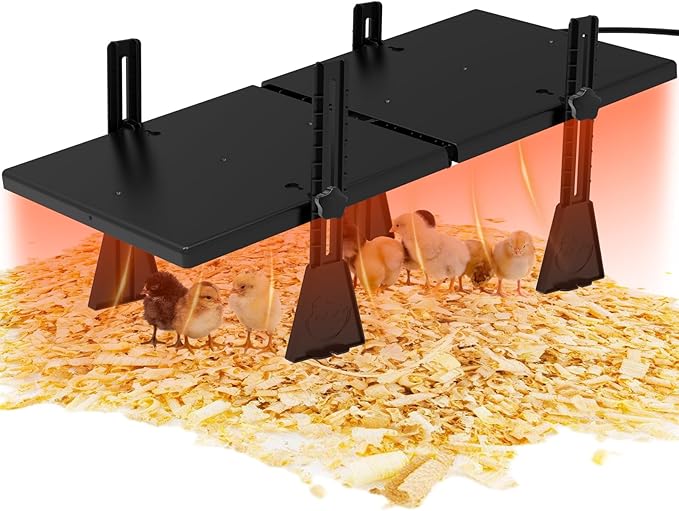 Large Brooder Heater for Chicks, 22.5" x 11.2" for up to 20 Chicks, Radiant Heat Waterproof Chick Brooder Heating Plate with Adjustable Height and Angle, 2 Heating Plate Brooder Chicks Warmer