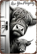 8x12 Inch Retro Cow Metal Fun Logo with the Words' Are You Pooping?',Fun Bathroom Sign, Unique Western Interior Decor, Especially Suitable for Cow Lovers and Quirky Enthusiasts