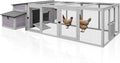 103’’ Large Chicken Coop with Run, Wooden Chicken House with Two Large Nesting Box and Leakproof Tray, Outdoor Hen House Poultry Cage for 4-6 Chickens, Waterproof Roof