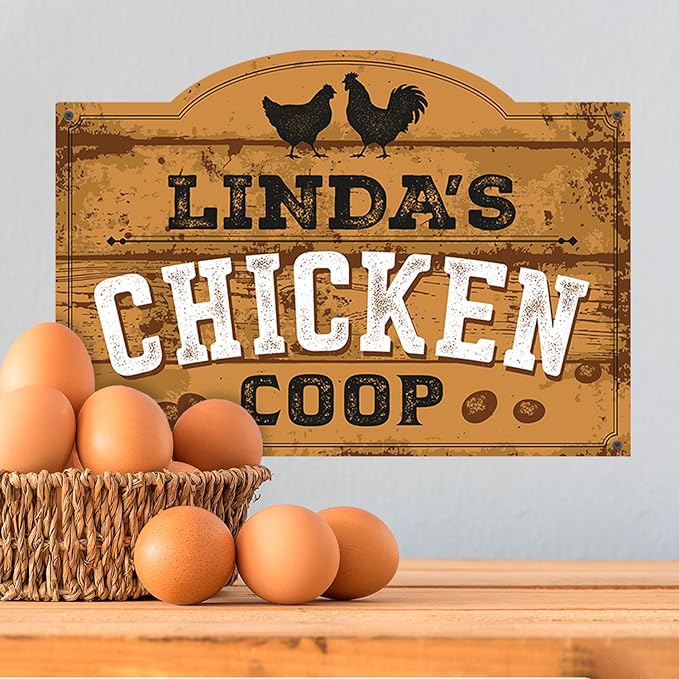 Personalized Chicken Coop Sign, Custom Name Farmhouse Backyard Décor For Sign, 10x14 Inches, Rust Free .040 Aluminum, Fade Resistant, Made in USA by Sigo Signs