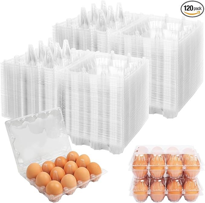 120Pack Egg Cartons Cheap Bulk Large Egg Containers Empty Egg Cartons for Home Ranch Chicken Farm, Commercial Business Market Display, 3x4 Grids