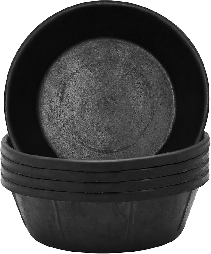 Sadnyy 5 Pcs 8 Quart/ 2 Gallon Rubber Feeder Pan, Rubber Feed Pan Utility Horse Feed Bucket Dog Bowl Horse Feeder for Cats Dogs Goats Chicken Dust Bath Container Animal Feeding, 14.57 x 4.5 inches