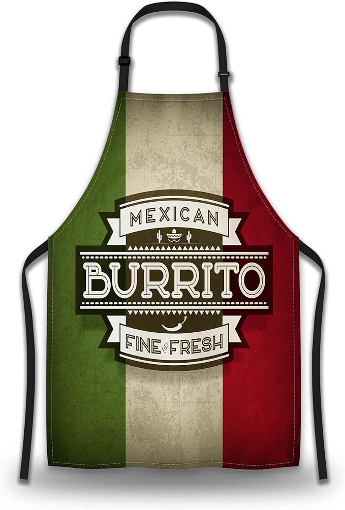 Paint Apron for Women Mexican Burrito Food Grilling Aprons for Men for Kitchen Cooking Restaurant BBQ Painting Crafting Gardening 27” (W) x 31” (H), Waterproof Aprons