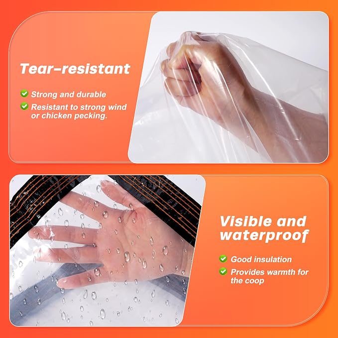 7 x 13 FT Chicken Coop Cover for Winter, Waterproof Chicken Run Tarp with Rope, Anti-Tear Chicken Coop Insulation Windproof Winterizing Cover for Porch Patio Poultry Cage