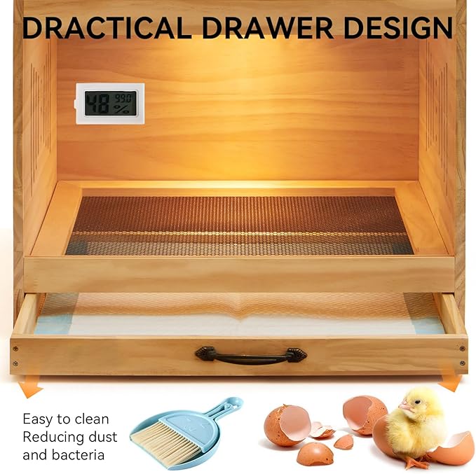 Wooden Chicken Brooder Kit & Automatic Incubator - Complete Poultry Raising Starter Solution, from Hatching to Brooding!