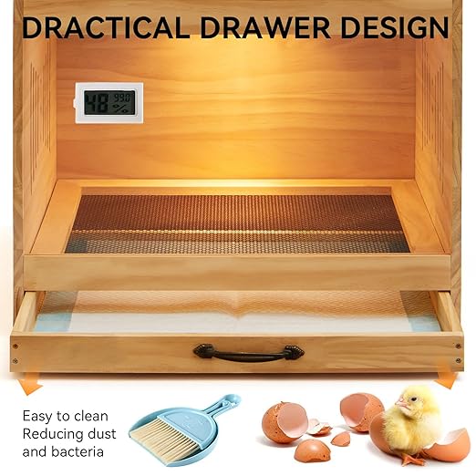 Wooden Chicken Brooder Kit & Automatic 18 Egg Incubator - Complete Poultry Raising Starter Solution, from Hatching to Brooding!