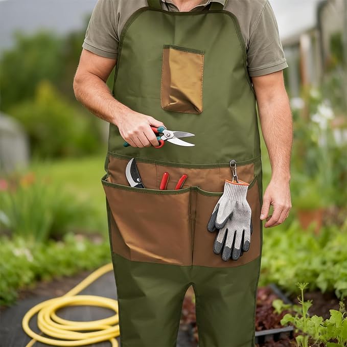 Gardening Apron with Pockets for Women & Men, With Adjustable Straps,Ideal for Gardening, Cooking, Painting