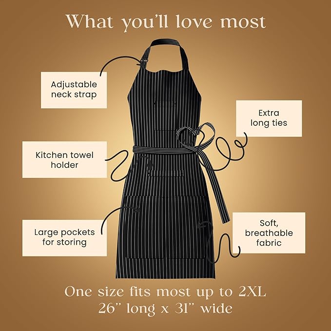Waterproof Apron for Adults – Adjustable Fit with Deep Pockets, Stylish Cooking & Baking Apron for Women & Men
