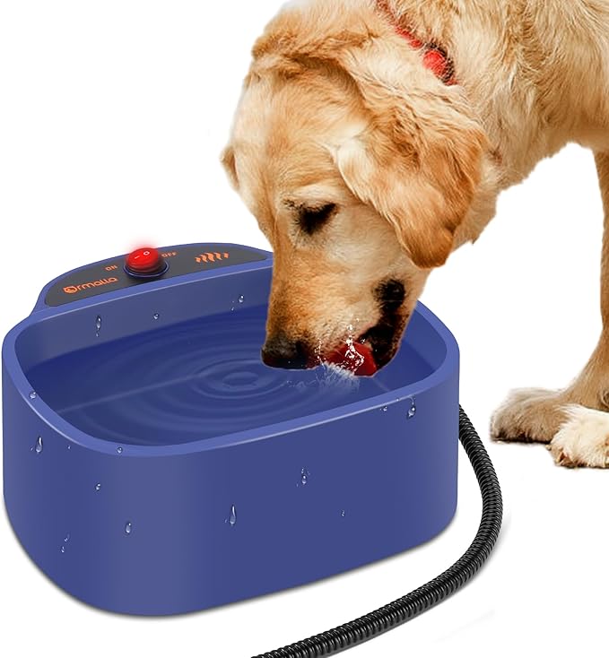 Heated Dog Bowl, 96oz/2.8L Outdoor Heated Water Bowl for Dogs, Cats, Chickens and Squirrels, Heated Pet Bowl with Chew Resistant Power Cord and ON/Off Switch, 35W
