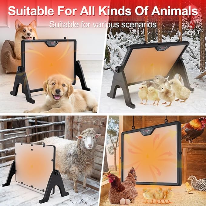 Dual-Sided Chicken Brooder Heater Plate- 16.5" x 12 "Chicken Coop Heater, Adjustable Temperature, 360° Angle, Remote Control, Energy-Efficient & Safe Heating Panel for Chicks, Pets