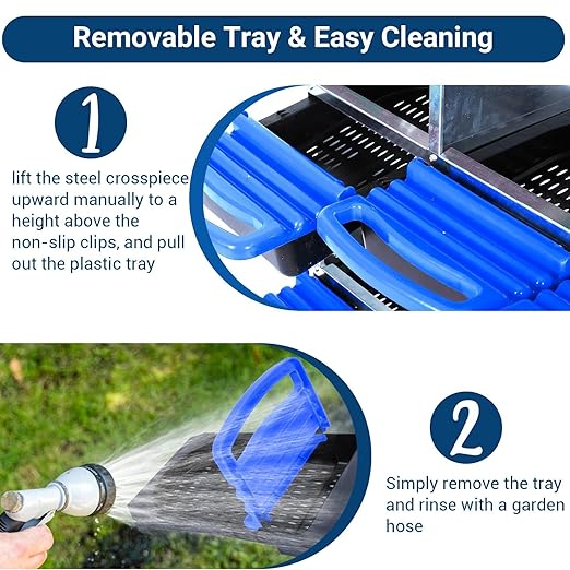 Chicken Nesting Boxes, 10 Hole Metal Chicken Laying Box with with Removable Trays and Roll Out Egg Collection for Chicken Coop, Blue