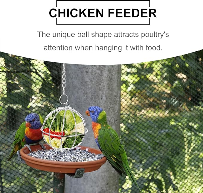 GALPADA 1set Feeding Rack Chicken Feeder Holder Chicken Treat Feeder Hanging Bird Food Poultry Feeding Holder Stainless Steel 2pcs
