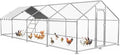 Large Metal Chicken Coop with Roosting Perch, Waterproof and UV Protection Cover, Chicken Run Outdoor Walk-in Cage Chicken Rabbit Duck Hen House for Yard Farm Use Spire Roof (10’ W x 26.2’ L x 6.4’ H)