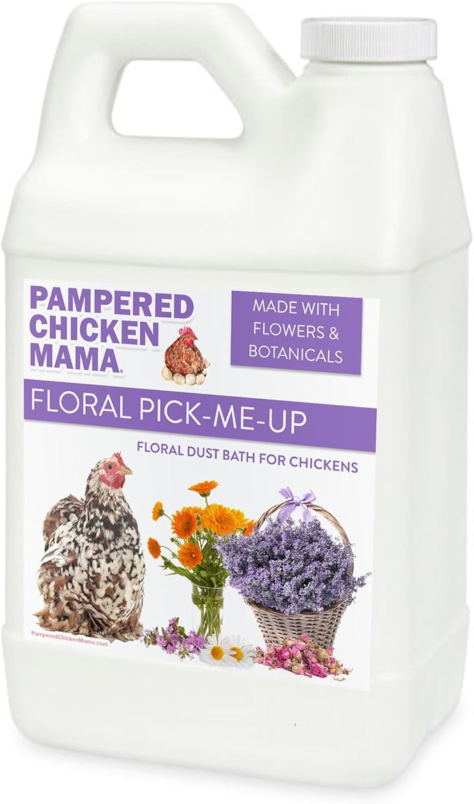 Pampered Chicken Mama Floral Dust Bath with Premium Herbs & Flowers: All Natural Poultry Supplies for Hens Who Love Bathing in Chicken Coops - Pick Me Up Floral Dust Bath (20 pounds)