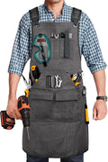 Woodworking Apron for Men, Shop Apron 20 oz Canvas Work Apron with 9 Tool Pockets, Heavy Duty Wood Working Workshop Bib Apron for Carpenter Woodworker Blacksmith, Men Gift, Adjustable to S- 3XL, Grey