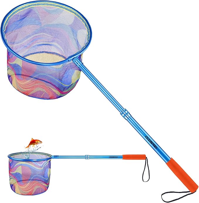 Kids Fishing Net - Telescoping Bait, Minnow, and Butterfly Net With 11.4" Depth, Handle Extends to 30" for Easy Catch and Release