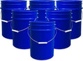 5 Gallon Bucket Only | Made in USA | Food Grade | Durable 90 Mil All Purpose Pail | BPA Free | Premium HPDE | Easy Stack and Store | Lids Not Included (Blue, 6)