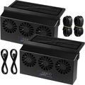 2 Pack Solar Powered Car Exhaust Fan 3 Fans Car Window 4500 RPM Air Vent Radiator Solar Energy Cooling Vent Exhaust for General Types(Rechargeable & Solar 3 Fans,Black)