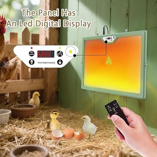 Brooder-Chick Brooder, Chicken Coop Heater 35W 12''x12'' with Adjustable Temperature, Safe Heating Plate for Baby Chicks and Poultry Warmth (Green)