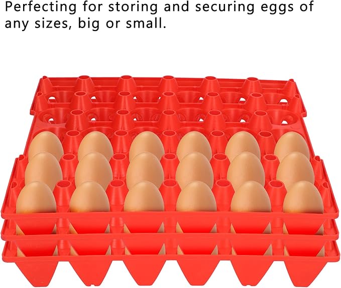 Estink 5PCS Plastic Egg Flats, 30 Cell Egg Crates Holder Tray for Chicken Eggs, with Sturdy Stackable Design for Storage Transportation Home Farm Supplies (Red)