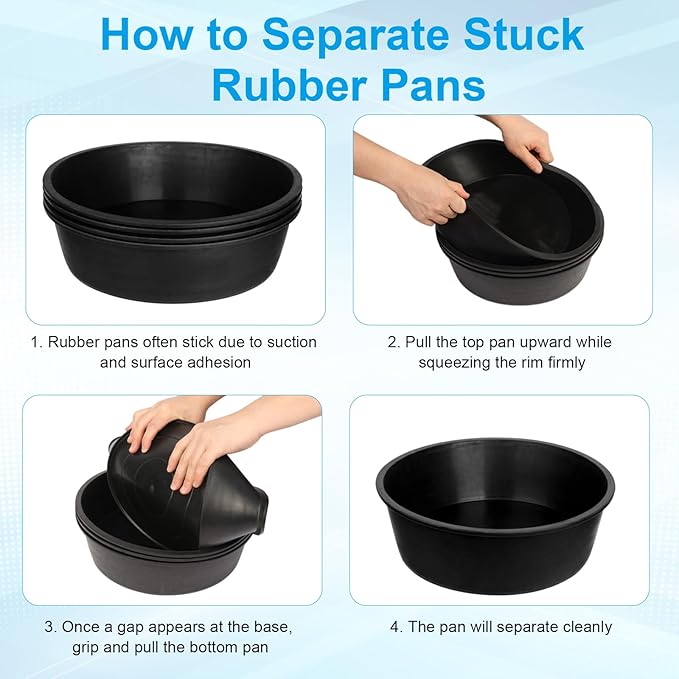 4 Pcs Rubber Feed Pan, 4 Quart 10.6 x 4.1 Inche Livestock Feeding Bucket, Dust Bath Container, Durable Utility Bowl for Horse Cats Dogs Chickens Ducks Goats Pigs and Farm Small Animal.