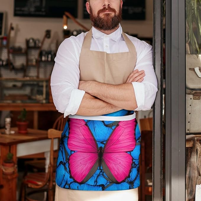 Half Apron with 3 Pockets Chef Cooking Kitchen Restaurant Aprons for Women Men