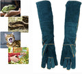 Animal Handling Gloves Bite Resistant, 23.6'' Anti Scratch Glove for Cats, Multipurpose Bite Proof Leather Pet Gloves for Grabbing Cat Reptile Puppy Bird Poultry or Gardening Welding