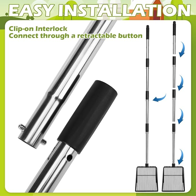 EXPAWLORER Large Chicken Poop Scooper,Adjustable Chicken Coop Rake with Stainless Steel Long Handle,Heavy Duty Litter Sifting Shovel Chicken Coop Accessories(22"-52.3")