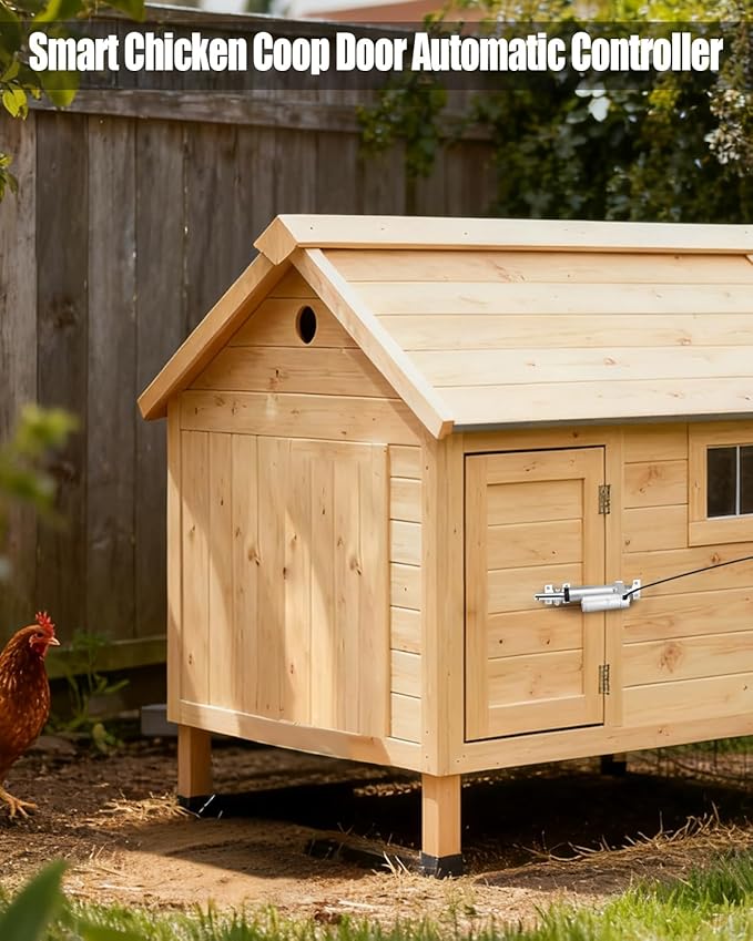 Smart Chicken Coop Door Opener with Timer, Remote Control Automatic Chicken Cage Door Opener Closer, IP44 Weatherproof for Poultry Duck Hen House, Up to 40m Range, Easy Installation