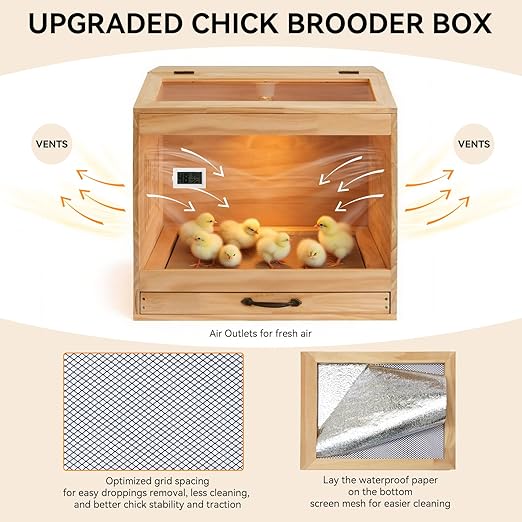 Wooden Chicken Brooder Kit & Automatic 18 Egg Incubator - Complete Poultry Raising Starter Solution, from Hatching to Brooding!