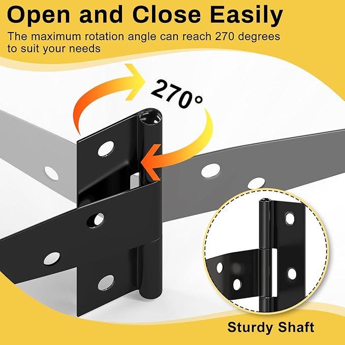 Chicken Coop Gate Hardware Kit,3 inch T-Strap Shed Hinges and 4 inch Door Latches,Heavy Duty Gate Hinge and Latch Sets for Chicken Coop Accessories Replacement,Door Repair and DIY