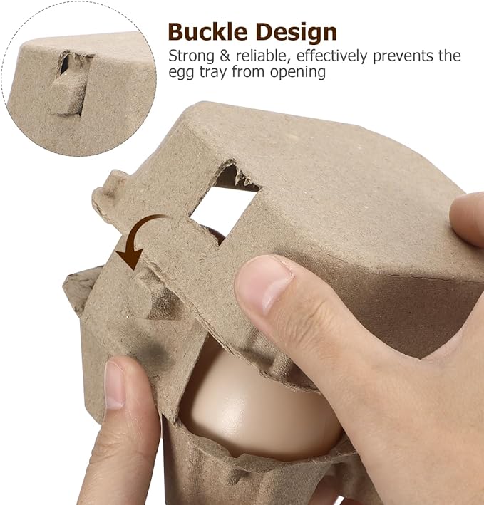 IMIKEYA Paper Egg Cartons for Chicken Eggs,10pcs Egg Tray Holder Pulp Fiber Egg Box Containers Holds 4 Count Eggs Market Travel Egg Storage Case