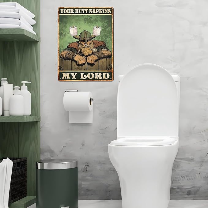 Vintage Tin Sign Your Butt Napkins My Lord Retro Wall Decor Decorations for Home Funny Poster Indoor Store Cafe Toilet Bathroom Restroom Bar Pubs Farmhouse Farm Shop Man cave 12 * 16inch