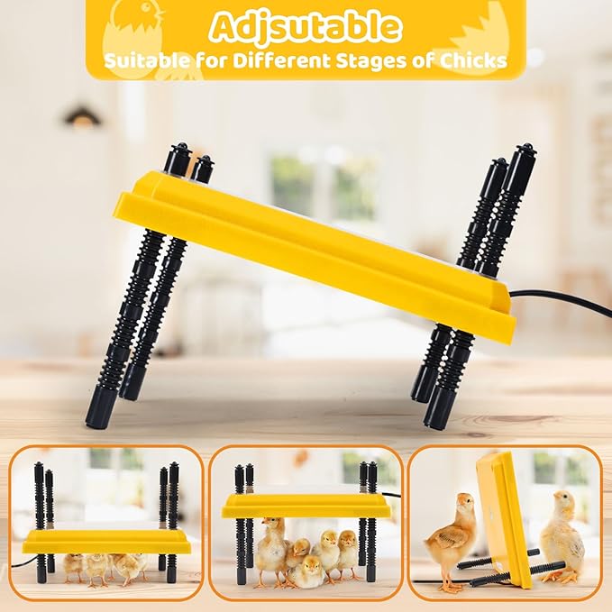 Brooder Heating Plate for Chicks Adjustable: with Bonus 12x12 Warmer with Easy- Cleaning Plate 22W Poultry Coop Heater for 15 Baby Chicks