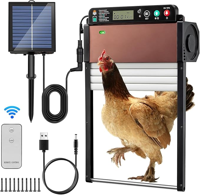 Solar Powered Chicken Door Opener, Automatic Chicken Coop Door