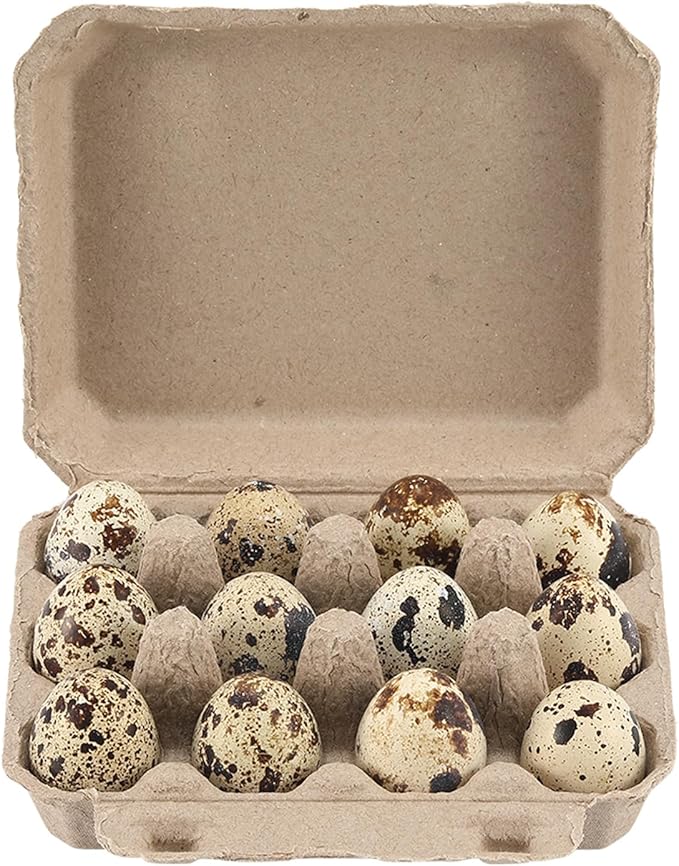 30 Pcs Quail Egg Cartons, Dozen Egg Box, 3x4 Blank Natural Color Pulp Paper Eggs Container, Egg Holder Reusable for 12 Count Quail Egg Carton Storage Strong Tray for Refrigerator