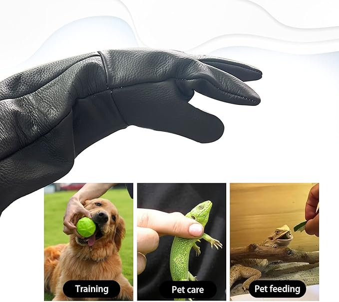 Animal Handling Gloves Bite Proof, 60cm/ 23.6In Bite Resistant Glove for Grooming, Gardening, Handling Cat/Dog/Bird/Snake/Lizard/Falcon/Reptile, Anti-Bite Protection Gloves (Brown)