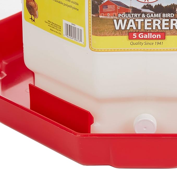 Little Giant PPF5 5 Gallon Automatic Poultry Waterer for Chickens, Red (2 Pack)