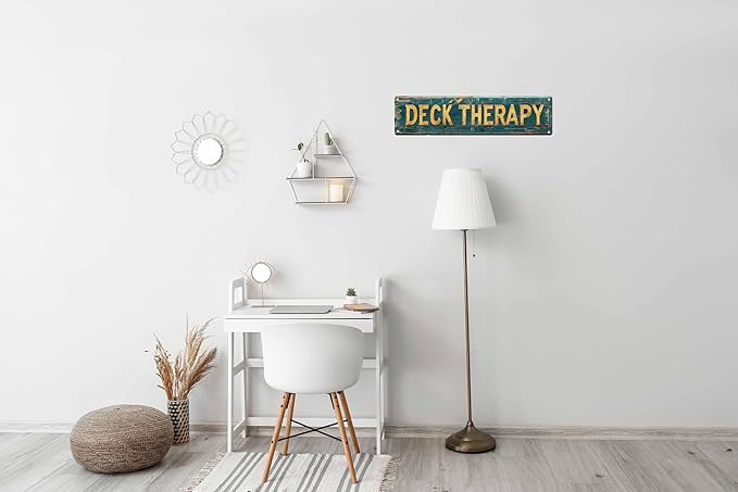 Vintage Tin Deck Therapy Sign Retro Metal Sign Suitable For Home Street Shop Garage Bar Farm Garden - Multi-Purpose Metal Sign For Indoor/Outdoor Use Plaque 4x16 Inch