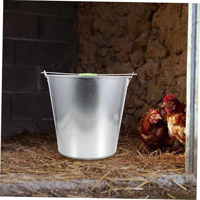 VICASKY Metal Waste Bucket Chicken Farming Equipment Poultry Feeder Coop Indoor