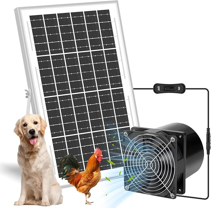 Solar Exhaust Fan, 20W Waterproofed Solar Panel + Ventilation Vent Fan, Solar Powered Fan Kit, High Speed Solar Powered Exhaust Fan for Greenhouse,Shed Attic, Dog House,Chicken Coop