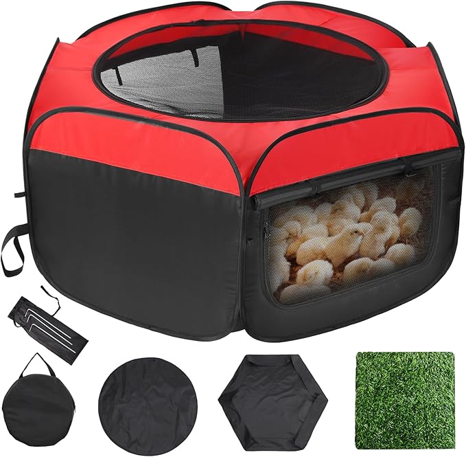 Brooder Box for Chicks Starter Kit, Pop up Chicken Brooders, Collapsible Chicken Brooder Supplies, Breathable Brooding Box/Pen/Playpen/Pet Cage/Tent for Duck, Quail, Rabbits